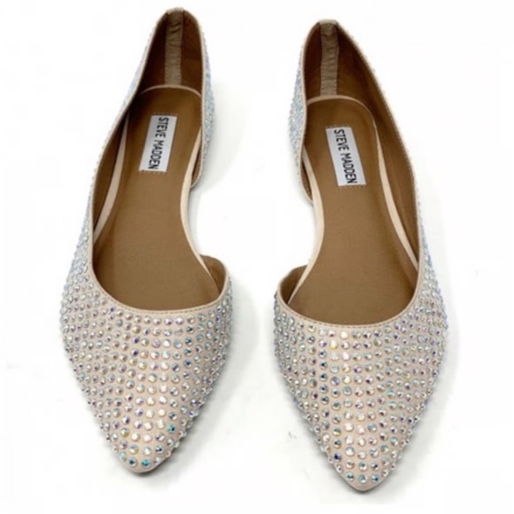 Steve Madden Evelina Sparkly Iridescent Rhinestone Flats - Picture 1 of 4